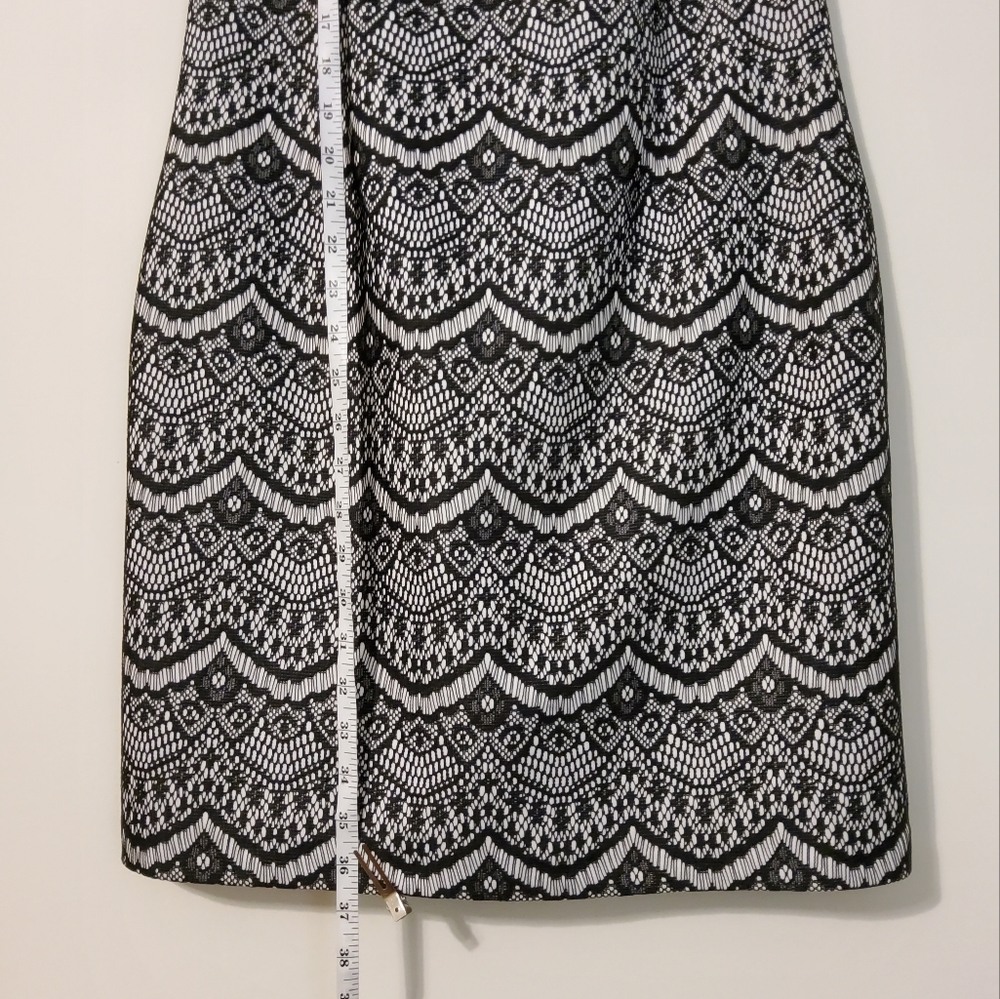 Jessica Simpson Black/White Eyelet Embroidered Lace Sleeveless Sheath Dress Sz8 - Picture 4 of 10